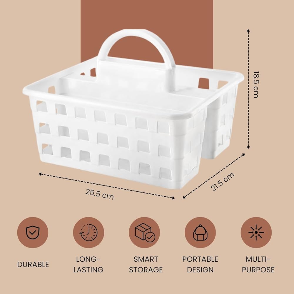 3 Compartments Shower Caddy Basket With Handle, Durable Bathroom Storage Organizer, Toiletries Storage Basket 3 Compartments Shower Caddy Basket With Handle, Durable Bathroom Storage Organizer, Toiletries Storage Basket